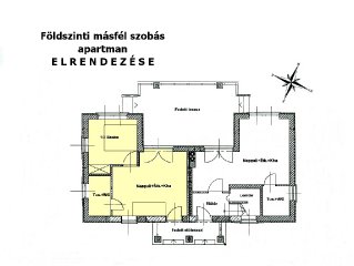 Földszinti másfél szobás apartman alaprajza