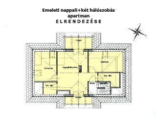 Két hálószobás emeleti apartman alaprajza